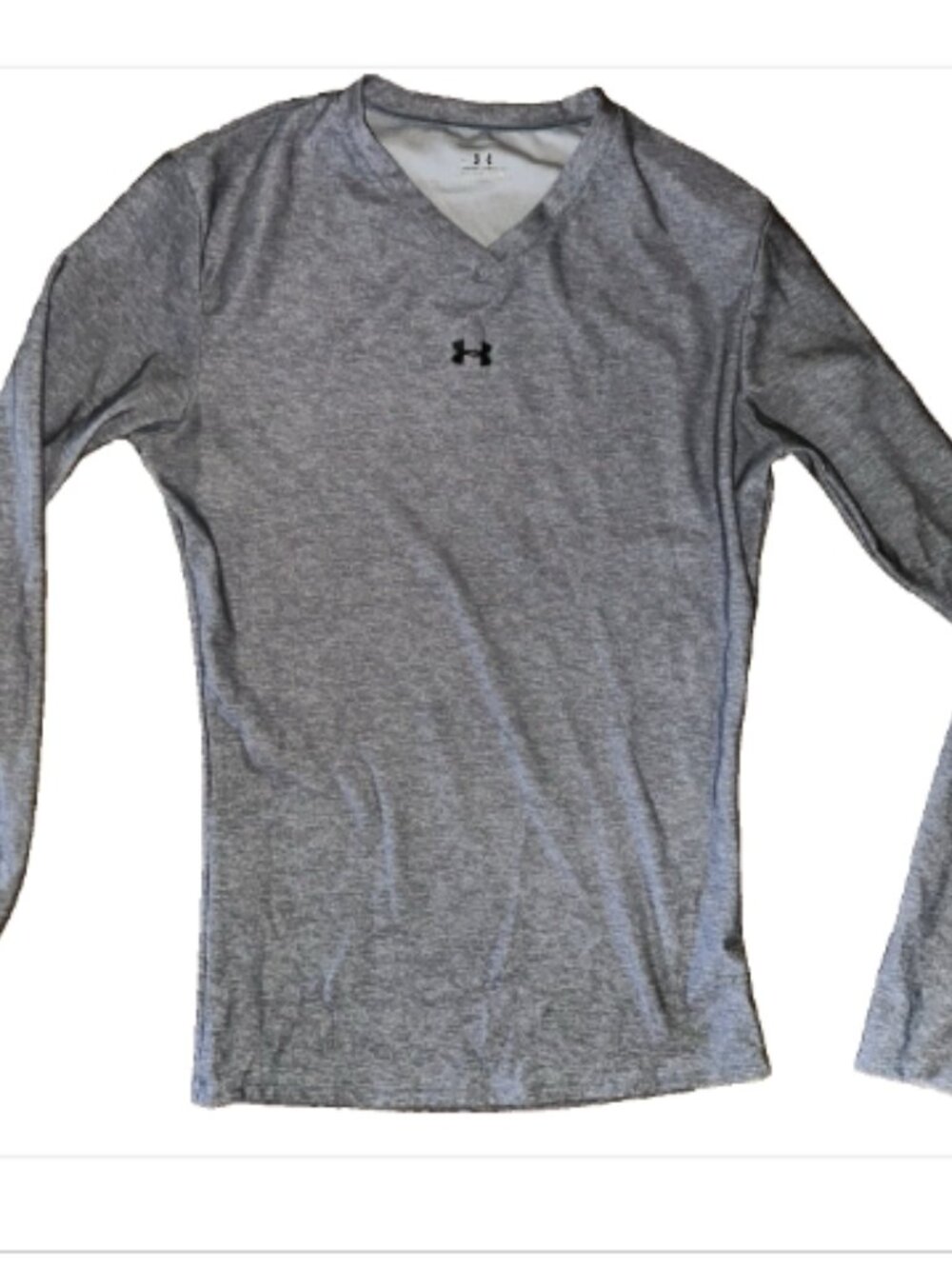 Under Armour HeatGear Gray Long Sleeve V-Neck Athletic Top Medium